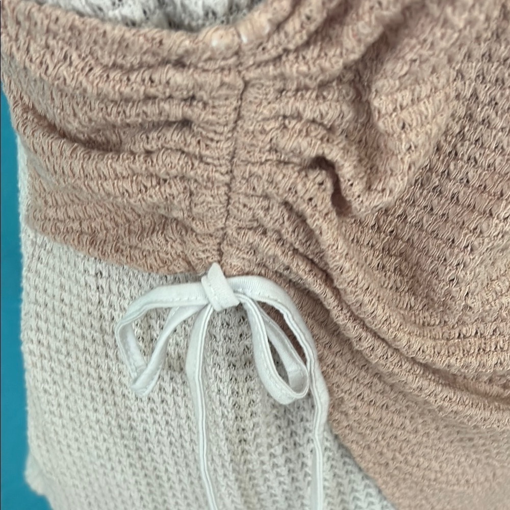 White and Tan Asymmetrical Ruched Tank Top - Picture 5 of 15